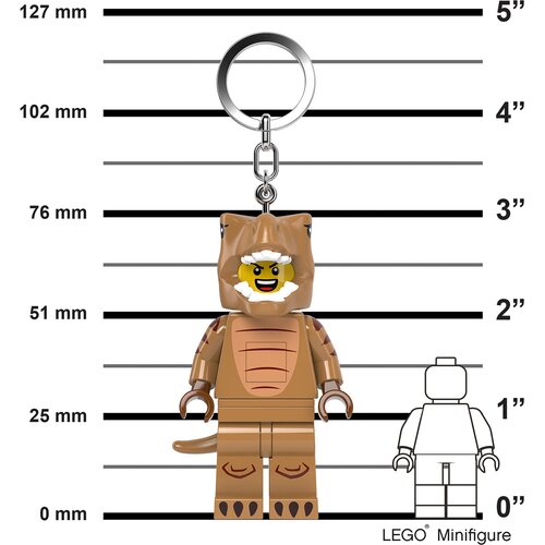 Lego Minifigure privezak za ključeve sa svetlom: Tip u kostimu ti-reksa Slike