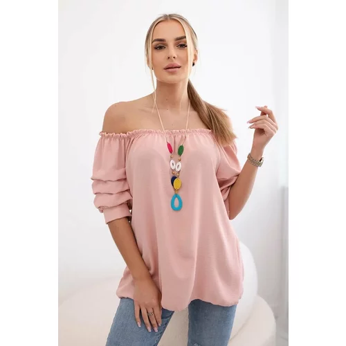 Kesi Spanish blouse with decorative sleeves powder pink