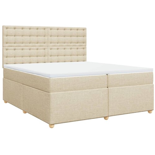  Krevet s oprugama i madracem krem 200 x 200 cm od tkanine Slike