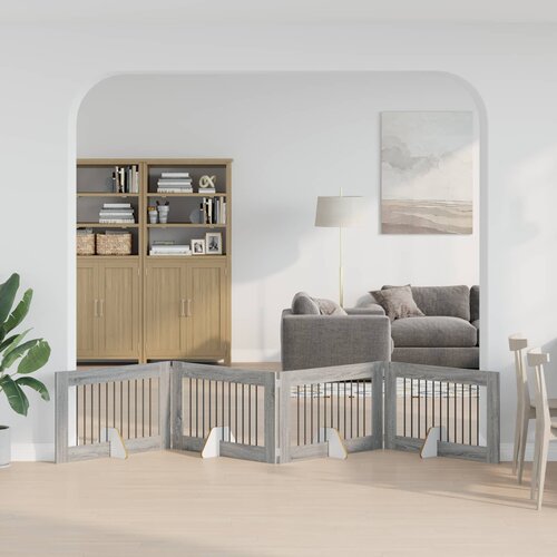  Vrata za pse s postoljem 4 pcs Siva sonoma 100 x 60 cm Slike