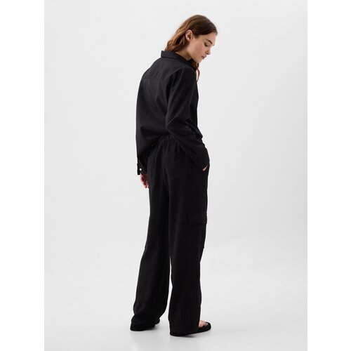 GAP Linen Trousers Wide-Leg Cargo - Women Cene