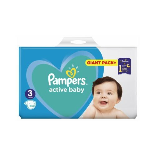 Pampers active baby pelene 3 midi 104 komada Slike