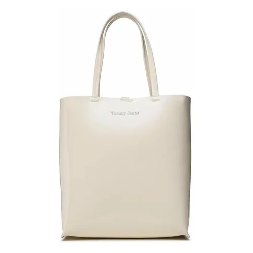 Tommy Jeans Ročna torba Must North South Patent Tote AW0AW15540 Bež