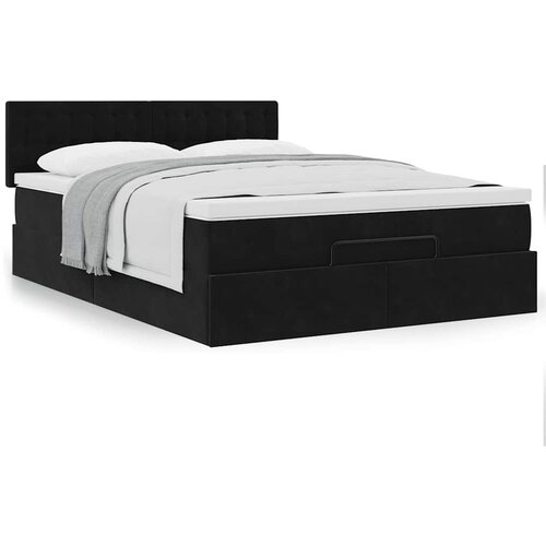 VidaXL Otomanski krevet s madracem crni 140x190cm bar&amp;scaron;unasti Slike