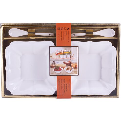 Diker HOME Set porcelanskih činija sa ka&scaron;ikicama, 14x14cm, 2 komada, Beli Cene