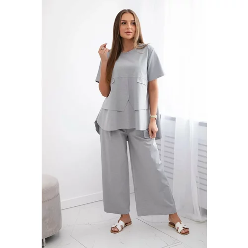 Kesi Set of new punto blouses + trousers grey