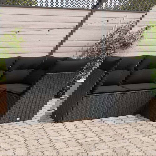  4-dijelni set vrtnih sofa od poliratana s jastucima crni Slike