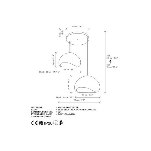 Opviq Luster Loval-50-50-T-Nua, bijela Slike