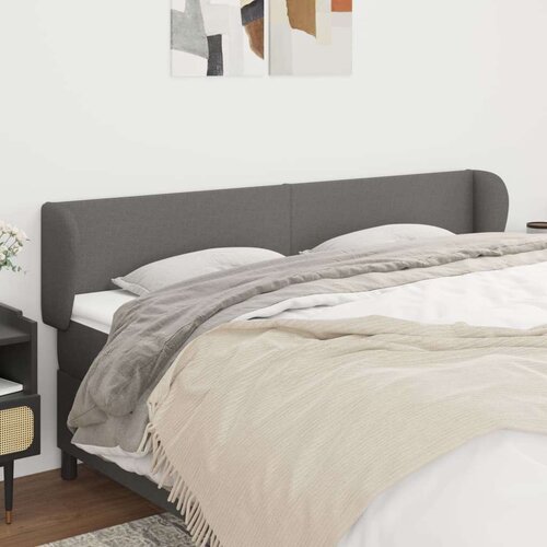  Vzglavje z u&amp;scaron;esi temno sivo 183x23x78/88 cm blago, (20793906) Slike