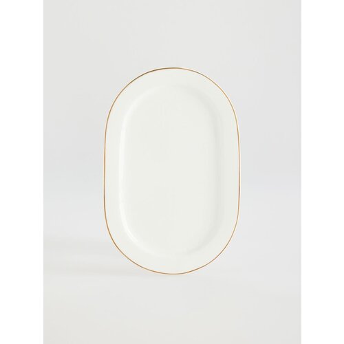 Reserved porcelanast pladenj z robom - bela Cene