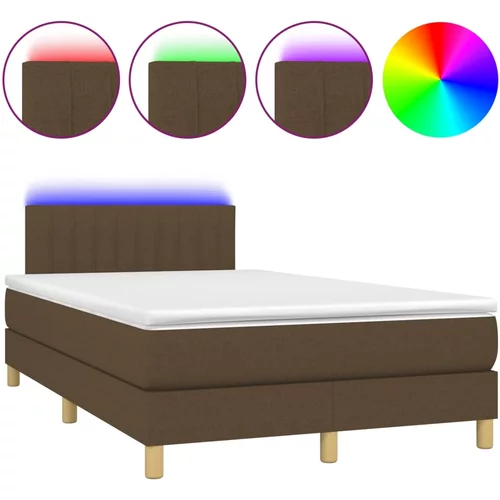 vidaXL Box spring postelja z vzmetnico LED tem. rjava 120x190 cm blago, (21112541)