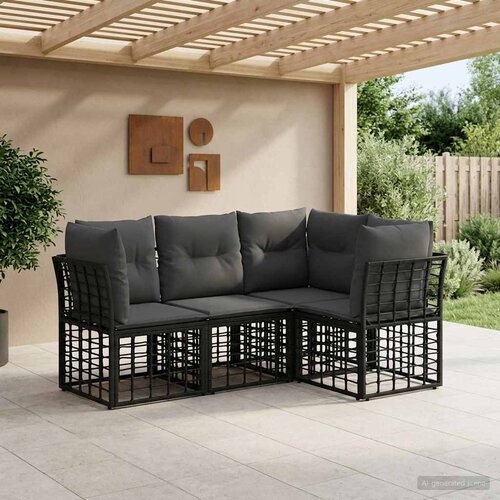  Set vanjskih sofa Crna Poliester Cijene