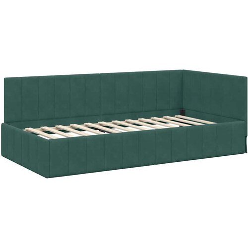 vidaXL Kotna postelja z vzglavjem Temno zelena 90 x 190 cm Žamet, (5000069289) Cene