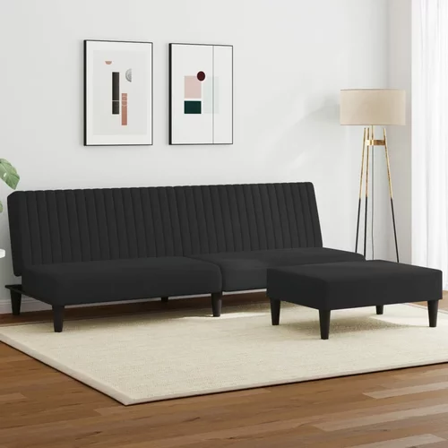  2-dijelni set sofa crni baršunasti