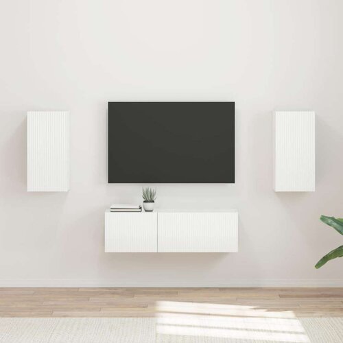  Set omare za televizijo na steni 4 pcs Visok sijaj bela, (5000132395) Cene