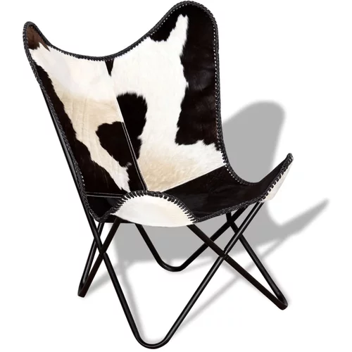  Leptir-stolica crno-bijela od prave kravlje kože