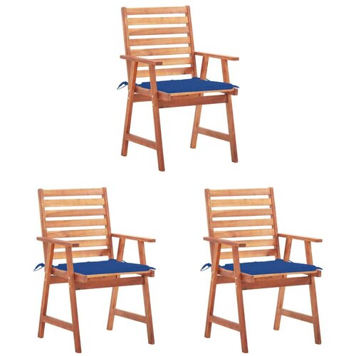 3 Vrtni jedilni stoli 3 kosi z blazinami trden akacijev les Cene