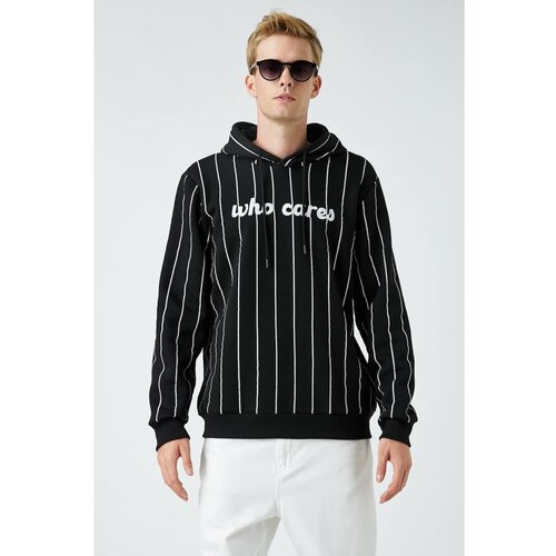 Koton Men's Black Striped Sweatshirt Slike