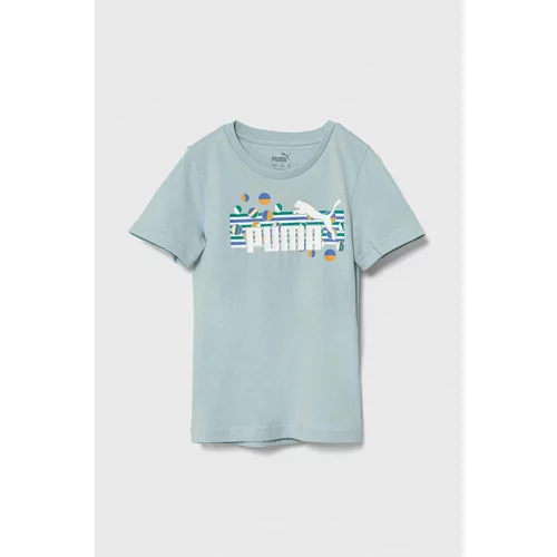 Puma Otroška bombažna kratka majica ESS+ SUMMER CAMP Tee turkizna barva