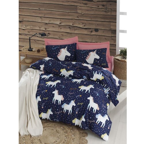  Magic Unicorn - Dark Blue Dark BlueWhiteYellow King Quilt Cover Set (FR) Cene
