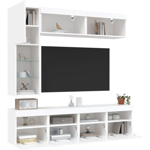 vidaXL Komplet TV omaric z LED lučkami 7-delni bel Cene