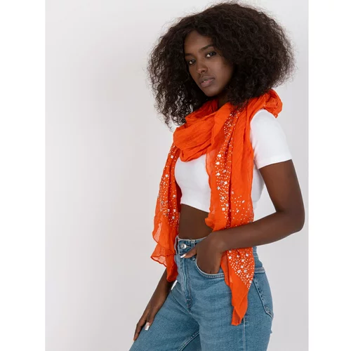 Fashion Hunters Dark orange scarf with a decorative application