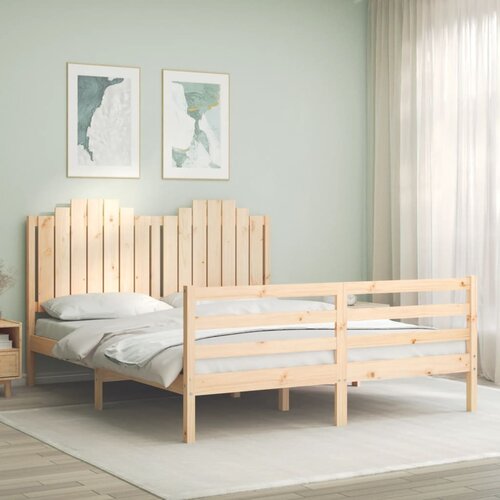 vidaXL Posteljni okvir z vzglavjem 160x200 cm trden les Cene