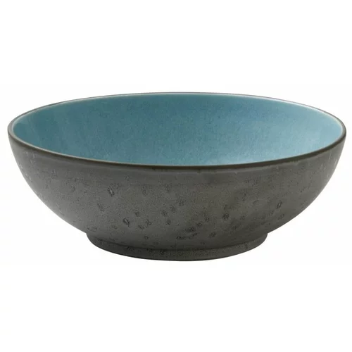 Bitz Skleda za solato iz sive keramike z notranjo glazuro v svetlo modri barvi Bitz Mensa, premer 30 cm