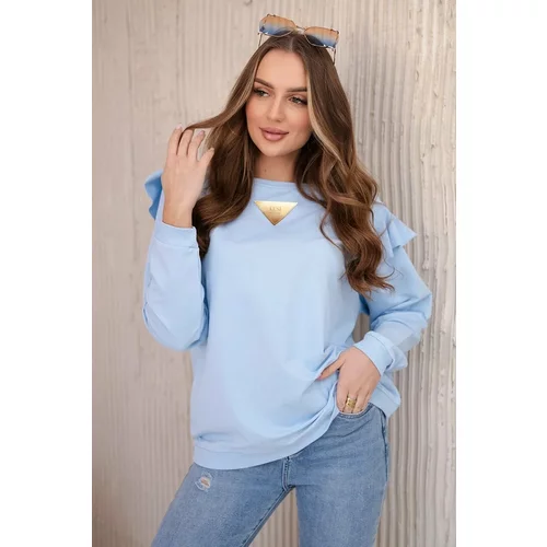 Kesi Cotton blouse with pleats on the shoulders blue