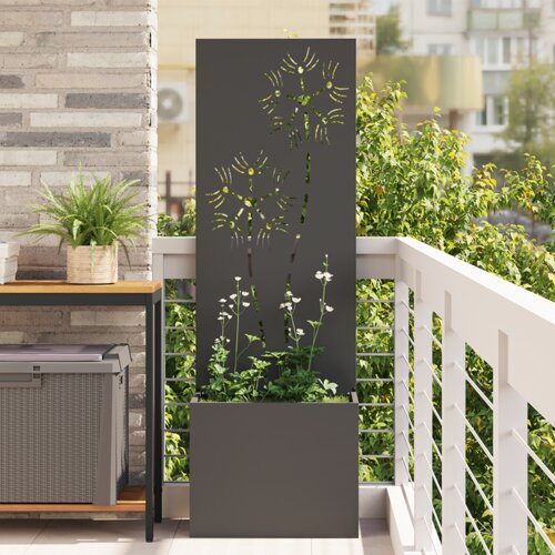 vidaXL Vrtni Sadič s Dekorativnom Pločom Crna 50 x 140 cm Cijene