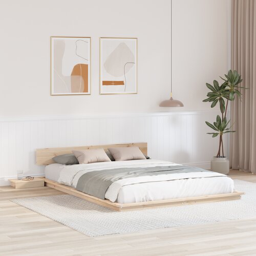 VidaXL Krevet s noćnim ormarićima 150x200cm od borovine Slike