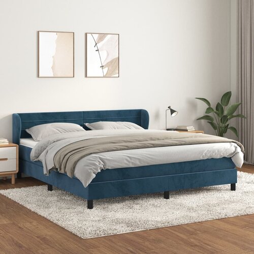  The Living Store Box spring postelja z vzmetnico temno modra 180x200 cm žamet - Box Spring Postelja, (21489408) Slike