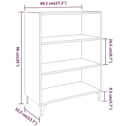  Komoda boja dimljenog hrasta 69 5x32 5x90 cm konstruirano drvo Slike