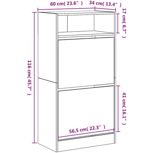  za cipele boja betona 60x34x116 cm konstruirano drvo Slike
