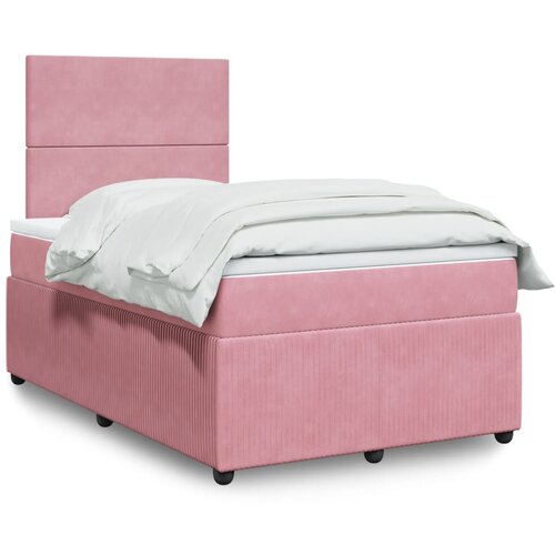 vidaXL Box spring postelja z vzmetnico roza 120x200 cm žamet Cene