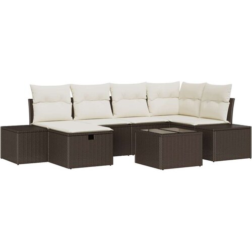  Set vrtnog kauča od 7 komada s jastučićima smeđa poliratan Cijene