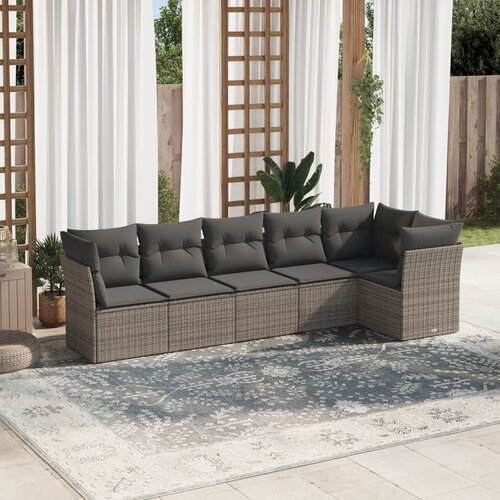vidaXL 6-dijelni set vrtnih sofa od poliratana s jastucima sivi Cene