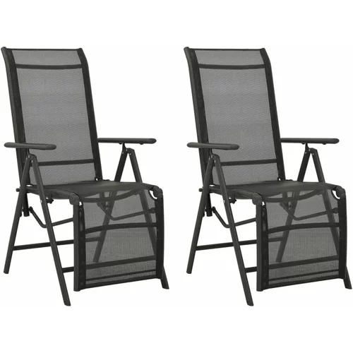  Nagibne vrtne stolice 2 kom od tekstilena i aluminija crne