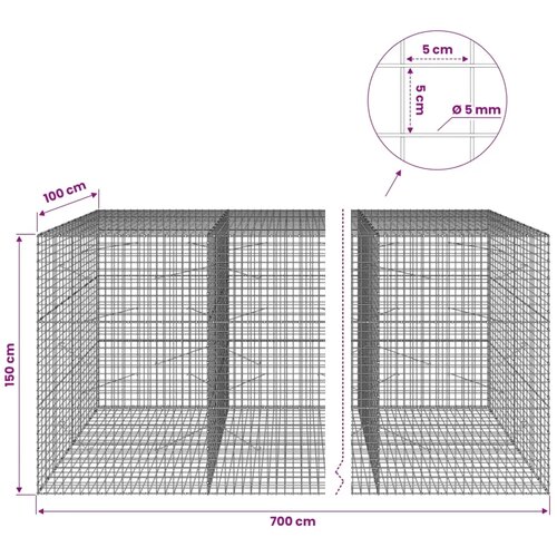  Gabion s žicom debljine 5 mm i mrežom 5x5 cm 700x100x150 cm - 100 cm 150 cm 700 cm Slike