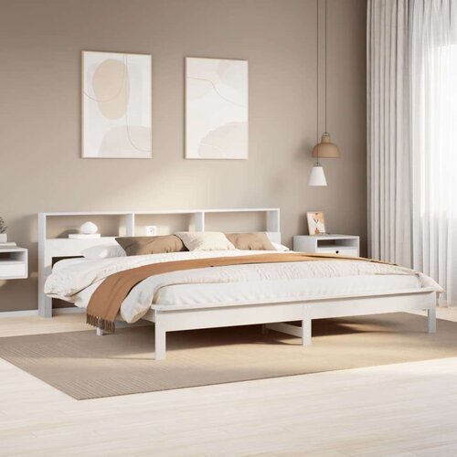 vidaXL Posteljni okvir brez vzmetnice bel 180x200 cm trdna borovina Cene