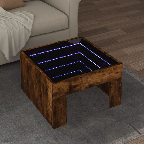 VidaXL Stolić s beskonačnim LED svjetlima boja hrasta 50x50x30 cm Slike