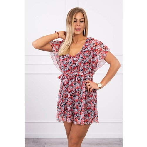 Kesi Floral dress with waist tie black Slike