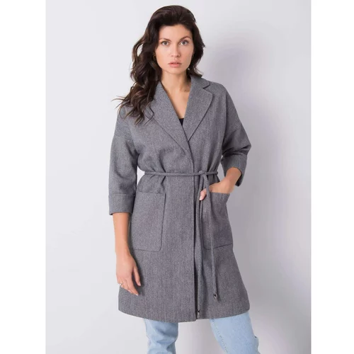 Fashion Hunters Ladies' gray coat with a belt