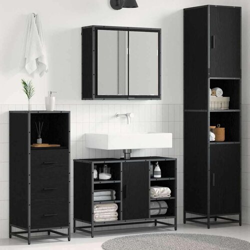 VidaXL set namje&amp;scaron;taja za kupaonicu 3 pcs crni hrast 80 x 33 x 60 cm Slike