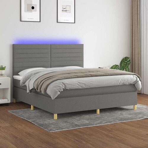  box spring s madracem LED tamnosivi 160x200 cm tkanina Cijene