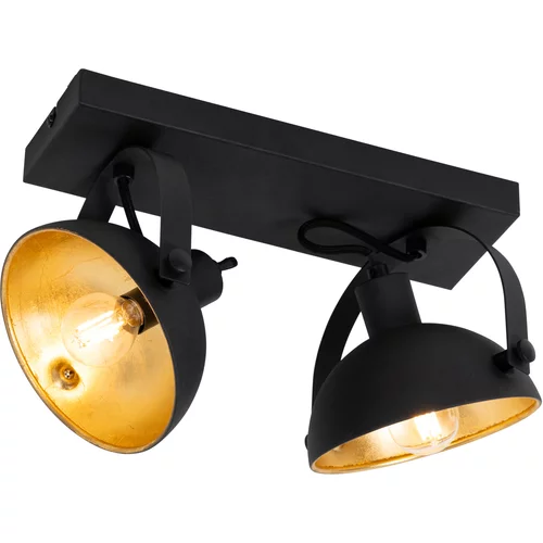 QAZQA Industrijska stropna svetilka črna z zlatom 2 luči nastavljiva - Magnax