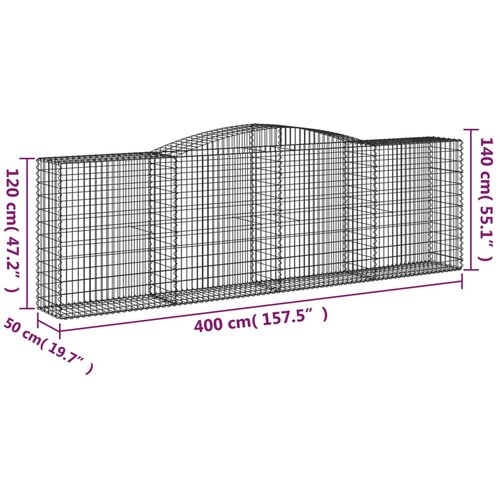 Lučne gabionske ko&amp;scaron;are 5 kom 400x50x120/140cm pocinčano željezo Slike