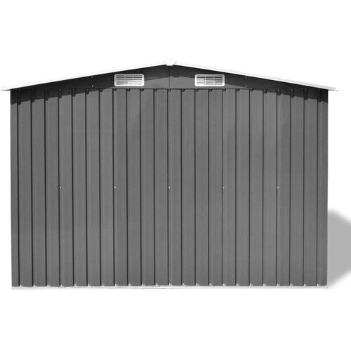 VidaXL Vrtna kućica za pohranu siva metalna 257 x 205 x 178 cm Slike