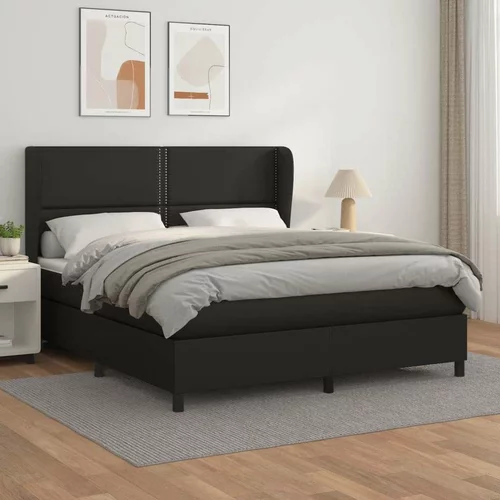  Box spring postelja z vzmetnico črn 180x200 cm umetno usnje, (20723567)