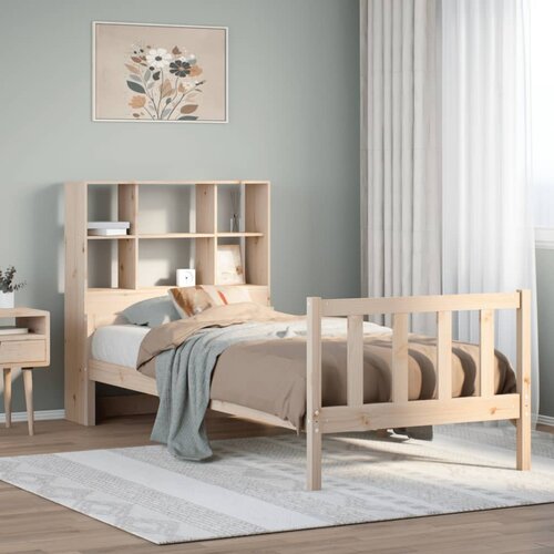 VidaXL Krevet s regalom za knjige bez madraca 90x190 cm od borovine Slike